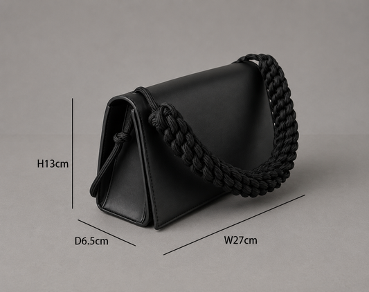 Black Genuine Leather Structured Shoulder Bag